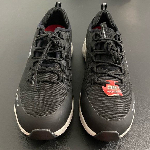 New Skechers Ebinal Work Shoes Arch Fit Comp Toe Slip Resistant Lace Up Low Boot - Picture 6 of 15